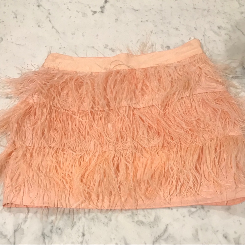 Pale Pink Feather Mini Skirt